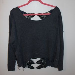 FREE PEOPLE Sweater w/ Lace Detail